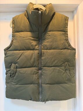 Olive Green Quilted Puffer Vest